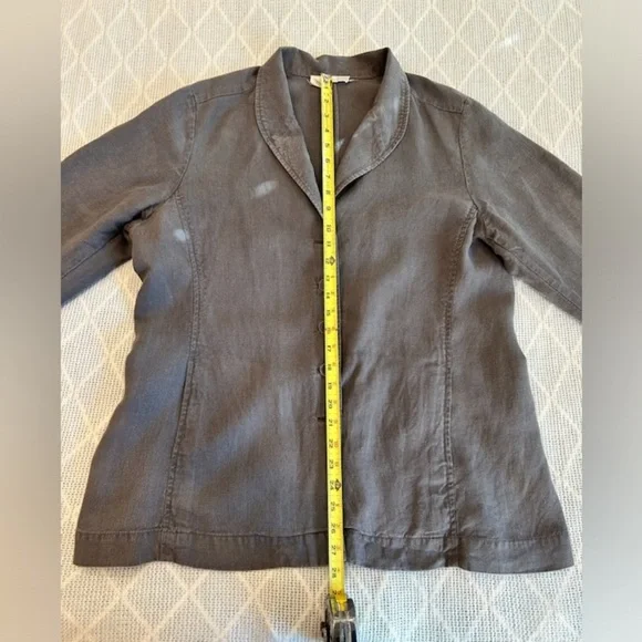 Eileen Fisher Women’s 100% Linen Grey gray button front jacket. Size large - Picture 7 of 11